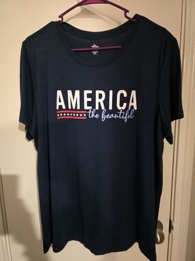 America The Beautiful Navy Graphic Tee - Womens